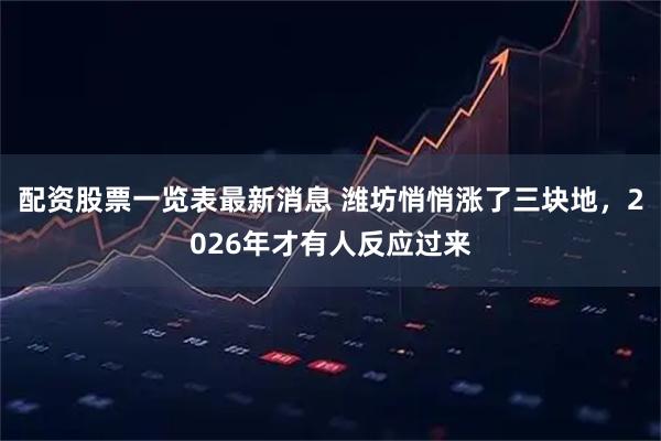 配资股票一览表最新消息 潍坊悄悄涨了三块地,2026年才有人反应过来
